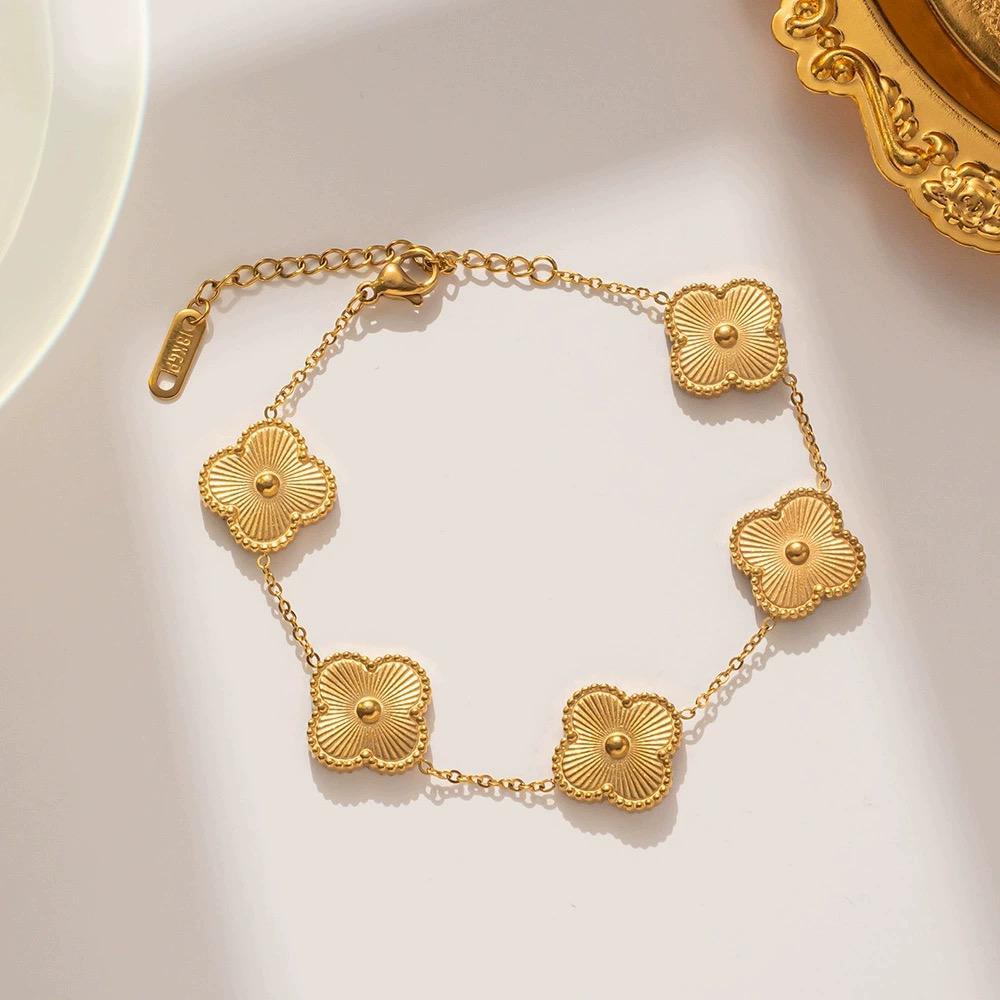Golden Clover Flower Bracelet.