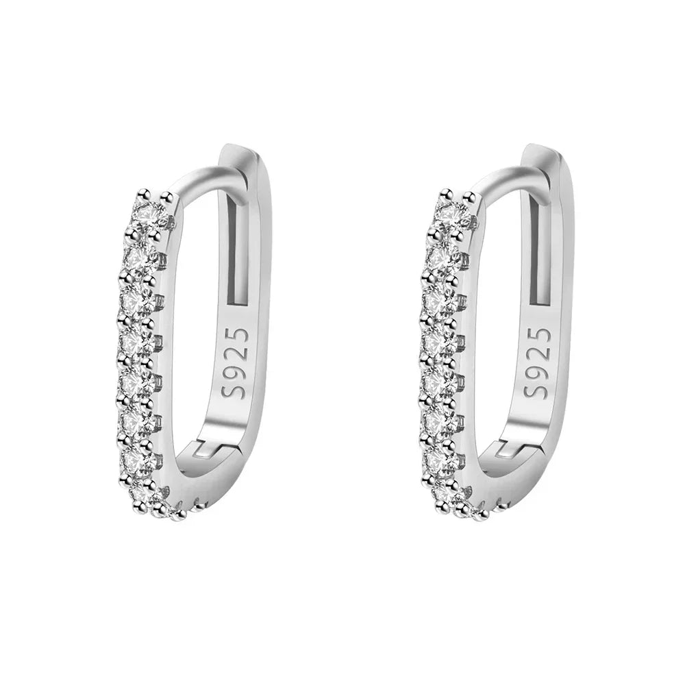 925 Sterling Silver Crystal Fashion Hoop Earrings