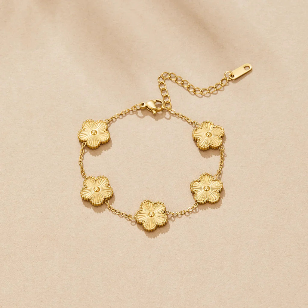 Golden Clover Flower Bracelet.