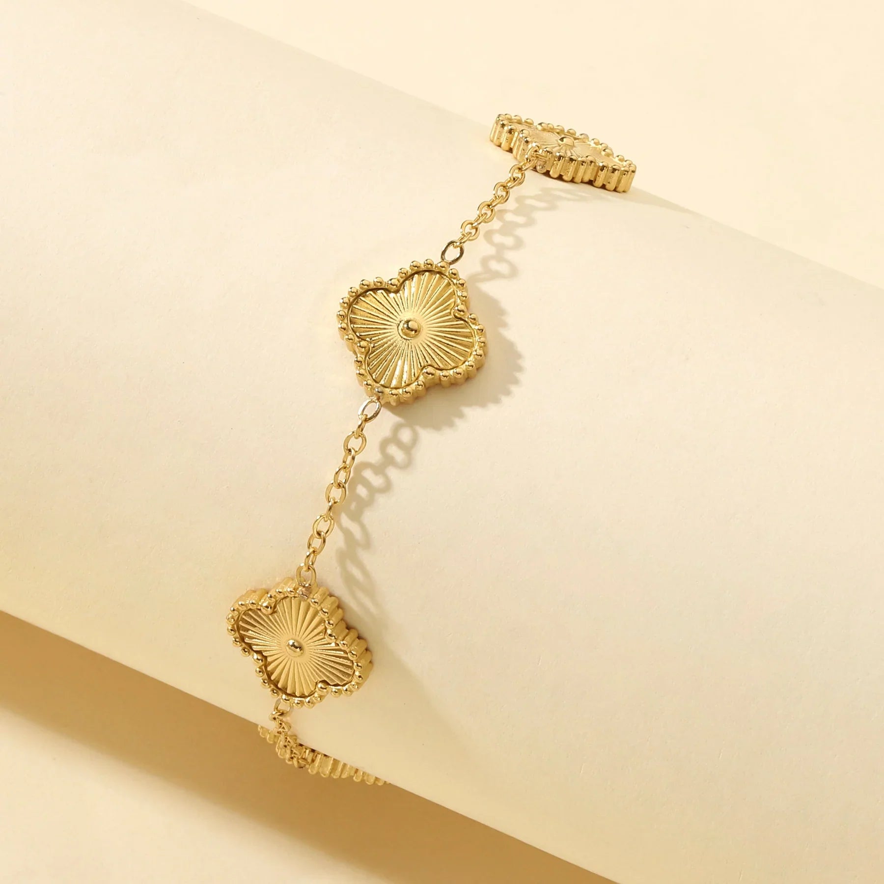 Golden Clover Flower Bracelet.